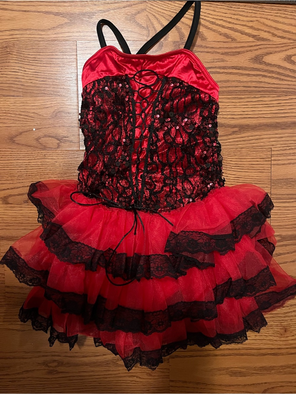 Weissman Red and Black Sequin Tulle Dance Costume